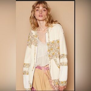 POL Cream Floral Patchwork Hooded Jacket